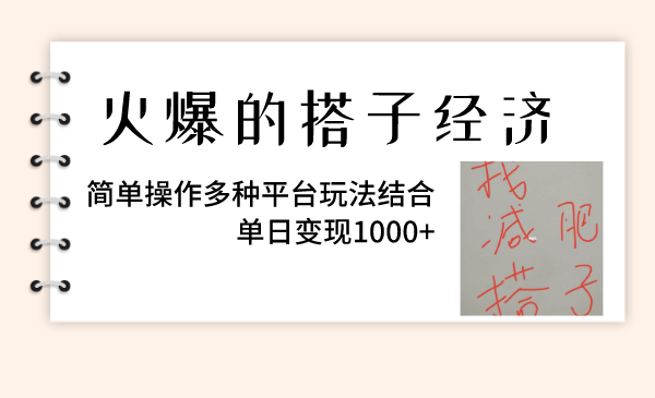 （8262期）火爆的搭子经济，简单操作多种平台玩法结合，单日变现1000+-云库资源
