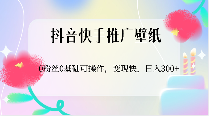 抖音快手推广壁纸，0粉丝0基础可操作，变现快，日入300+-云库资源
