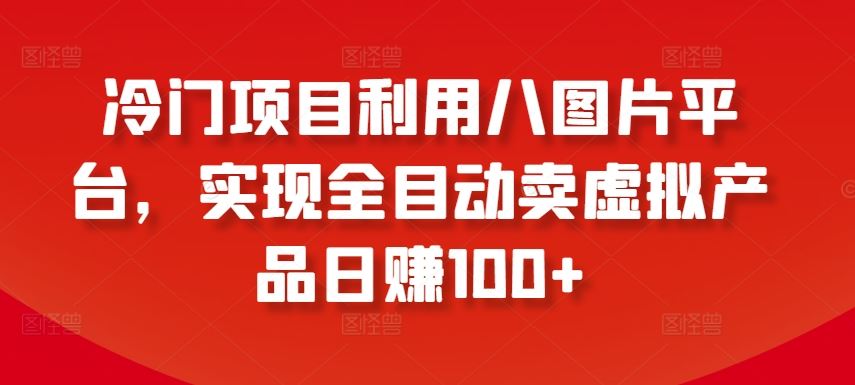 冷门项目利用八图片平台，实现全目动卖虚拟产品日赚100+【揭秘】-云库资源