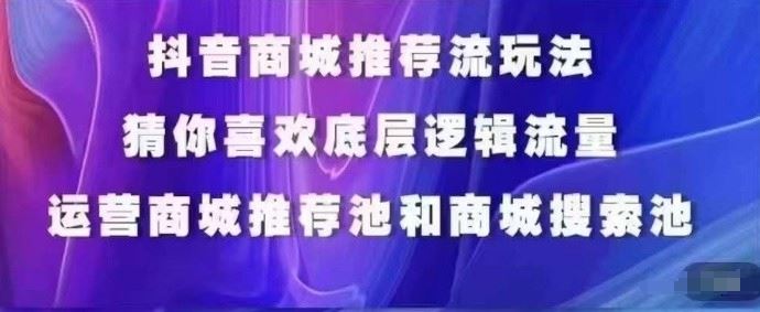 抖音商城运营课程，猜你喜欢入池商城搜索商城推荐人群标签覆盖-云库资源