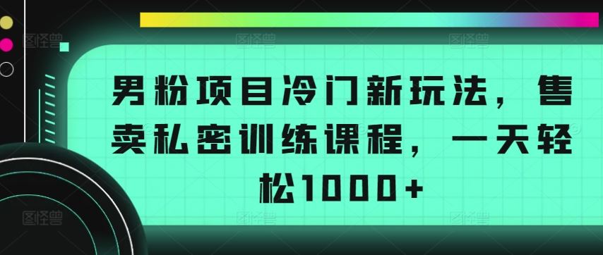男粉项目冷门新玩法，售卖私密训练课程，一天轻松1000+【揭秘】-云库资源