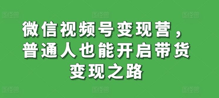 微信视频号变现营，普通人也能开启带货变现之路-云库资源
