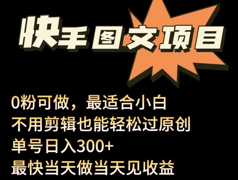 24年最新快手图文带货项目，零粉可做，不用剪辑轻松过原创单号轻松日入300+【揭秘】-云库资源