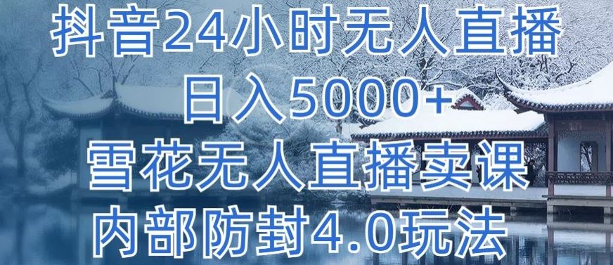 抖音24小时无人直播 日入5000+，雪花无人直播卖课，内部防封4.0玩法【揭秘】-云库资源