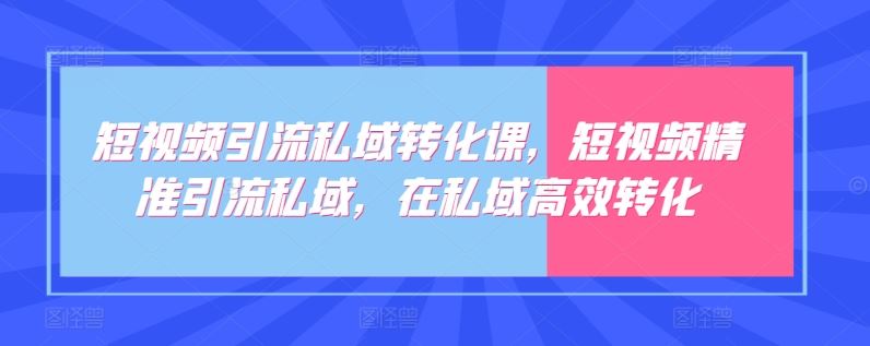 短视频引流私域转化课，短视频精准引流私域，在私域高效转化-云库资源