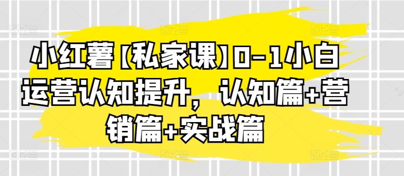小红薯【私家课】0-1小白运营认知提升，认知篇+营销篇+实战篇-云库资源