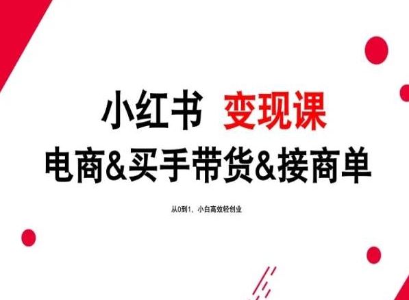 2024年最新小红书变现课，电商&买手带货&接商单，从0到1，小白高效轻创业-云库资源