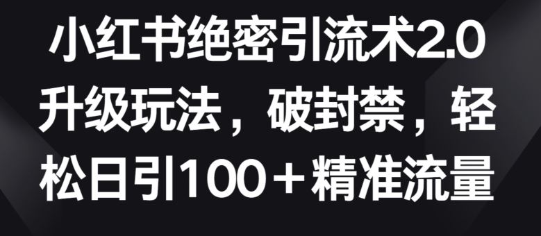小红书绝密引流术2.0升级玩法，破封禁，轻松日引100+精准流量【揭秘】-云库资源