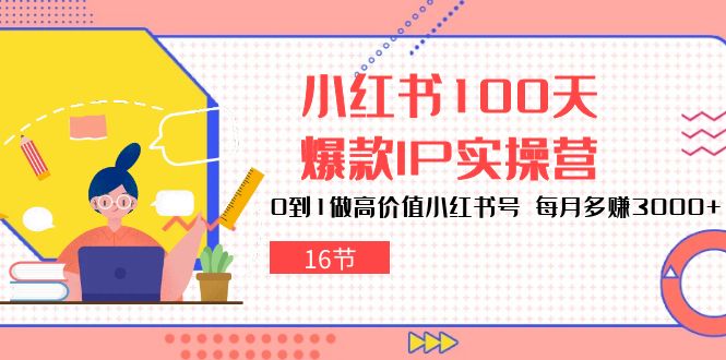 小红书100天爆款IP实操营，0到1做高价值小红书号，每月多赚3000+（16节）-云库资源
