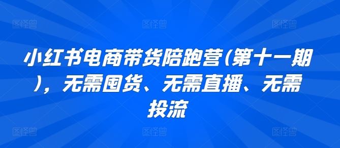 小红书电商带货陪跑营(第十一期)，无需囤货、无需直播、无需投流-云库资源