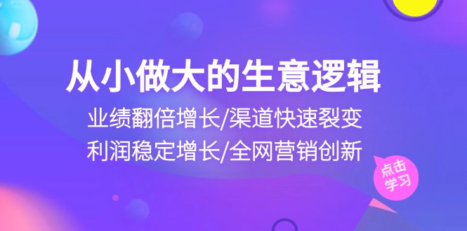 从小做大生意逻辑：业绩翻倍增长/渠道快速裂变/利润稳定增长/全网营销创新-云库资源