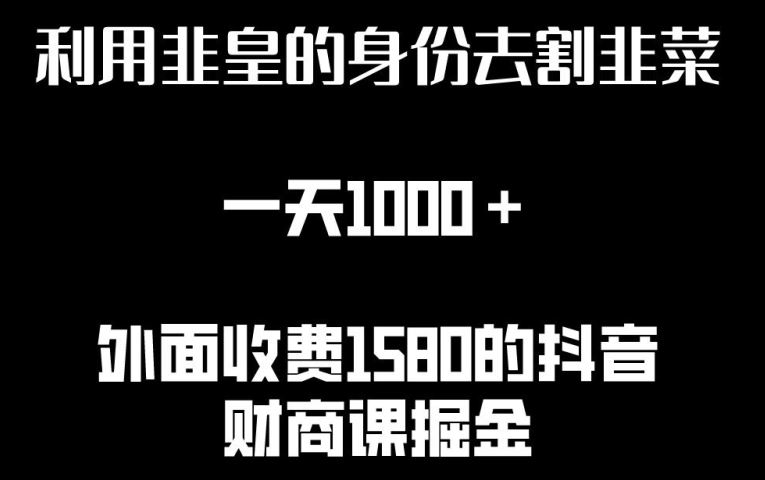 利用非皇的身份去割韭菜，一天1000+(附详细资源)【揭秘】-云库资源