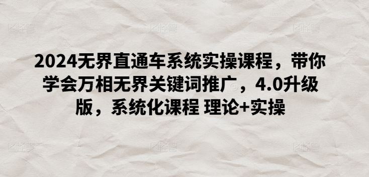 2024无界直通车系统实操课程，带你学会万相无界关键词推广，4.0升级版，系统化课程 理论+实操-云库资源