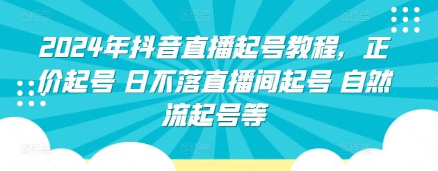 2024年抖音直播起号教程，正价起号 日不落直播间起号 自然流起号等-云库资源