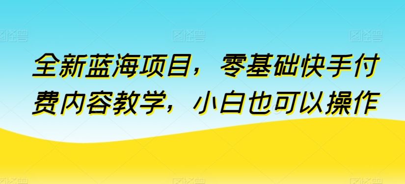 全新蓝海项目，零基础快手付费内容教学，小白也可以操作【揭秘】-云库资源