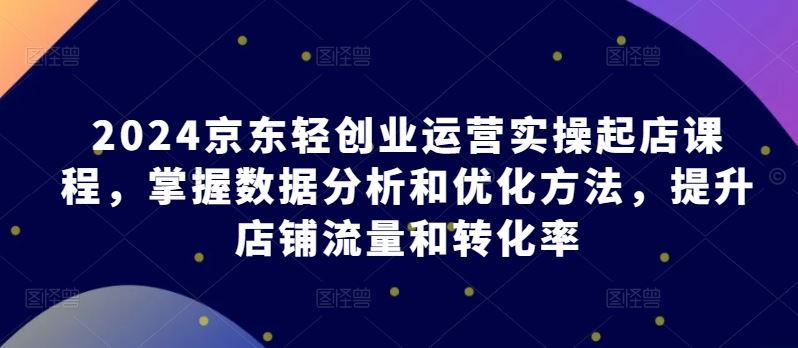 2024京东轻创业运营实操起店课程，掌握数据分析和优化方法，提升店铺流量和转化率-云库资源