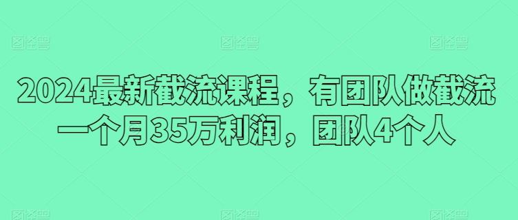 2024最新截流课程，有团队做截流一个月35万利润，团队4个人-云库资源