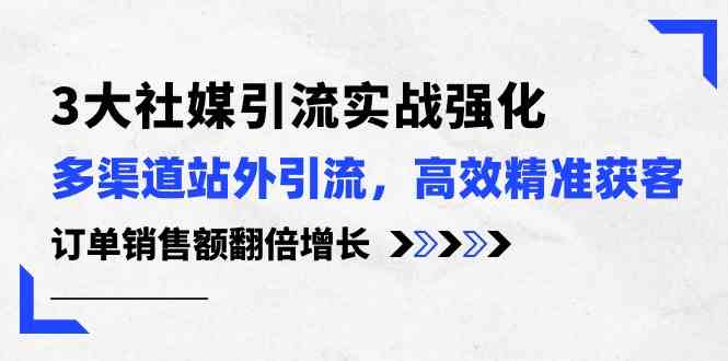 3大社媒引流实操强化，多渠道站外引流/高效精准获客/订单销售额翻倍增长-云库资源