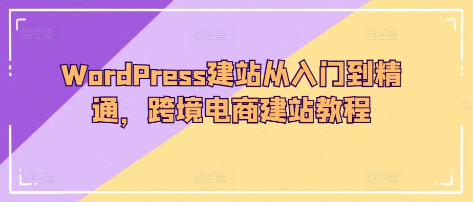 WordPress建站从入门到精通，跨境电商建站教程-云库资源