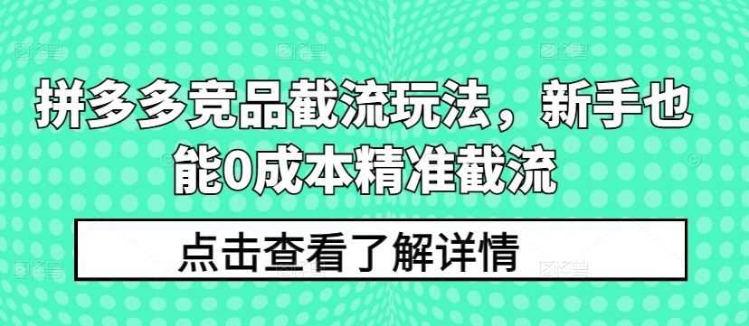 拼多多竞品截流玩法，新手也能0成本精准截流-云库资源