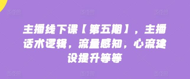 主播线下课【第五期】，主播话术逻辑，流量感知，心流建设提升等等-云库资源