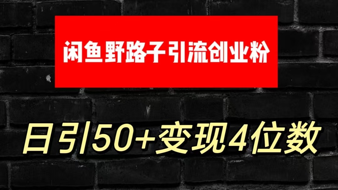 大眼闲鱼野路子引流创业粉，日引50+单日变现四位数-云库资源