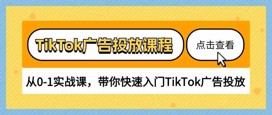 TikTok广告投放课程，从0-1实战课，带你快速入门TikTok广告投放（30节课）-云库资源
