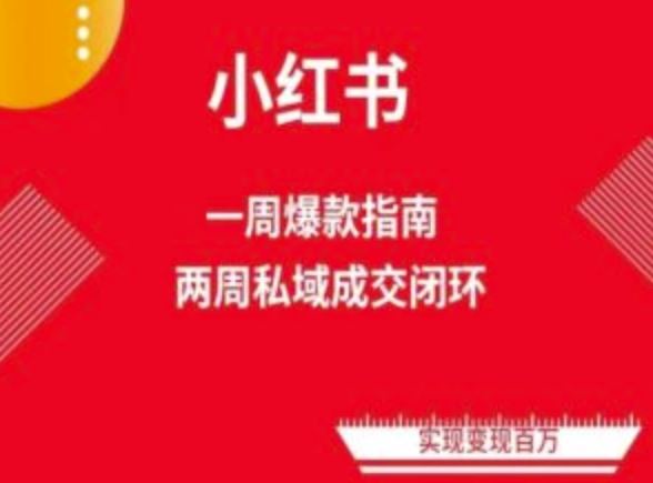 爆款小红书免费流量体系课程(两周变现)，小红书电商教程-云库资源