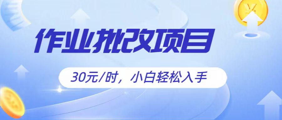 作业批改项目30元/时，简单小白轻松入手，非常适合兼职-云库资源
