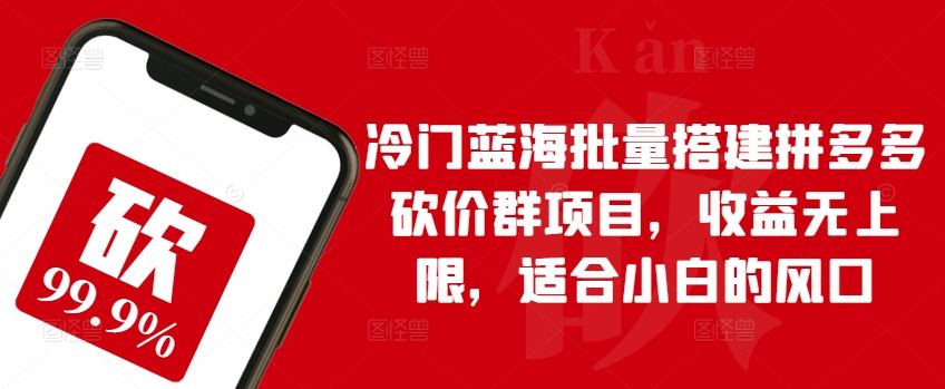 冷门蓝海批量搭建拼多多砍价群项目，收益无上限，适合小白的风口【揭秘】-云库资源