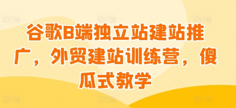 谷歌B端独立站建站推广，外贸建站训练营，傻瓜式教学-云库资源