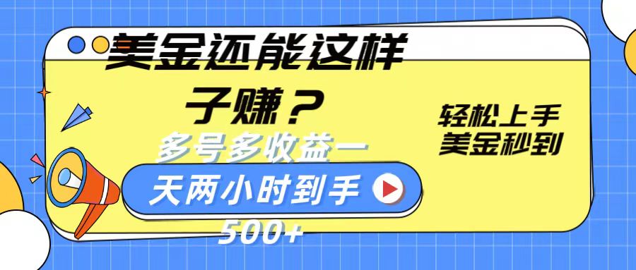美金还能这样子赚？轻松上手，美金秒到账 多号多收益，一天 两小时，到手500+-云库资源