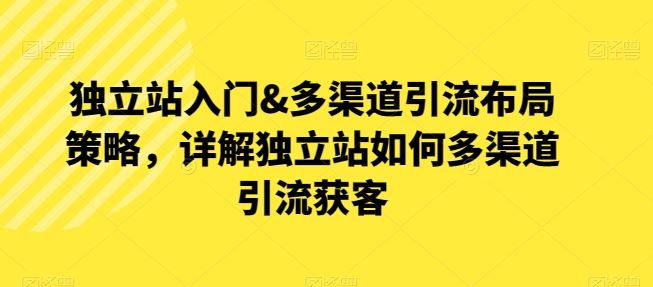 独立站入门&多渠道引流布局策略，详解独立站如何多渠道引流获客-云库资源