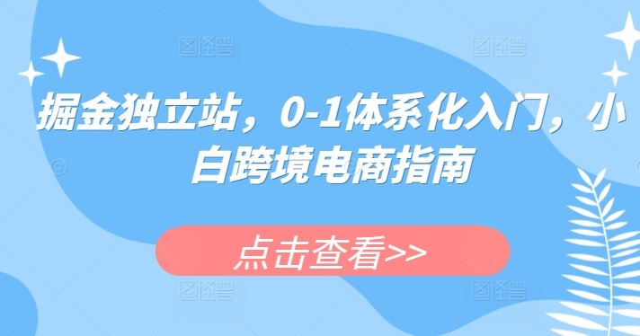 掘金独立站，0-1体系化入门，小白跨境电商指南-云库资源