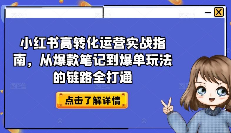 小红书高转化运营实战指南，从爆款笔记到爆单玩法的链路全打通-云库资源