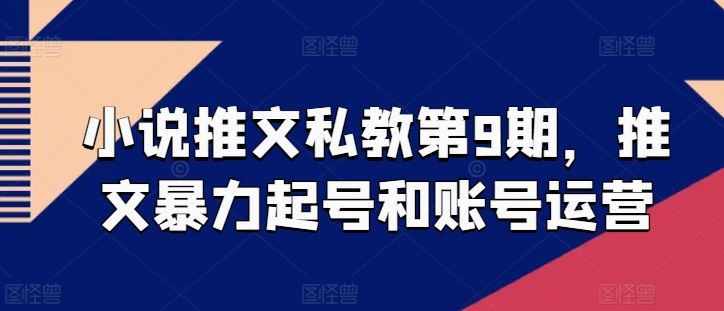 小说推文私教第9期，推文暴力起号和账号运营-云库资源