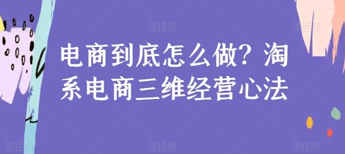 电商到底怎么做？淘系电商三维经营心法-云库资源