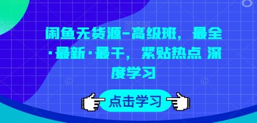 闲鱼无货源-高级班，最全·最新·最干，紧贴热点 深度学习-云库资源