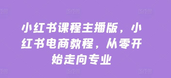 小红书课程主播版，小红书电商教程，从零开始走向专业-云库资源