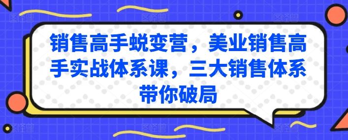 销售高手蜕变营，美业销售高手实战体系课，三大销售体系带你破局-云库资源