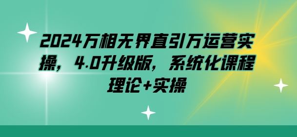 2024万相无界直引万运营实操，4.0升级版，系统化课程 理论+实操-云库资源
