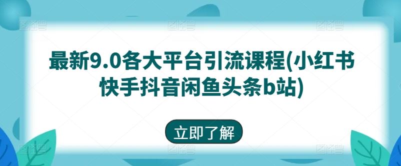 最新9.0各大平台引流课程(小红书快手抖音闲鱼头条b站)-云库资源