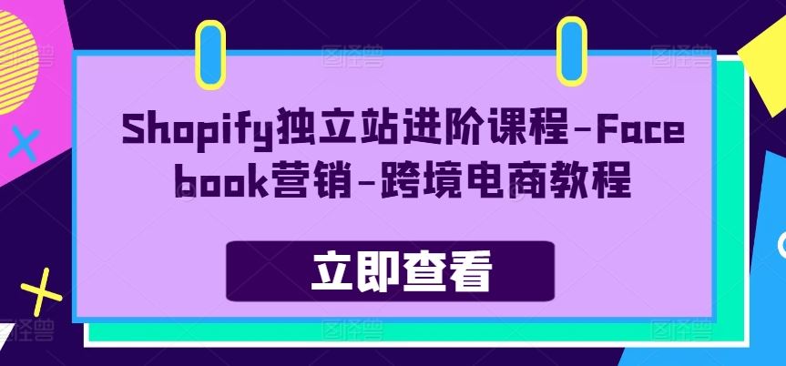 Shopify独立站进阶课程-Facebook营销-跨境电商教程-云库资源