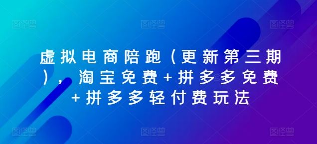 虚拟电商陪跑(更新第三期)，淘宝免费+拼多多免费+拼多多轻付费玩法-云库资源