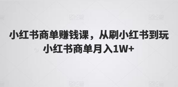 小红书商单赚钱课，从刷小红书到玩小红书商单月入1W+-云库资源