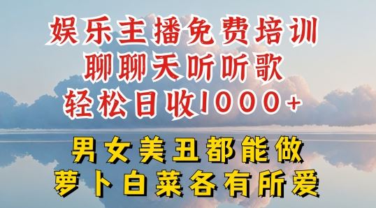 娱乐主播免费培训聊聊天听听歌轻松日收1K+，男女美丑都能做萝卜白菜各有所爱【揭秘】-云库资源