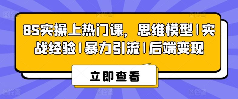 8S实操上热门课，思维模型|实战经验|暴力引流|后端变现-云库资源