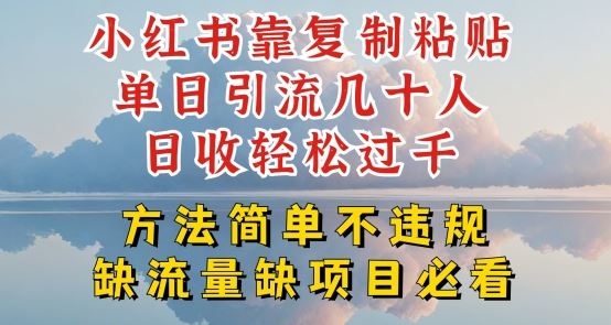 小红书靠复制粘贴单日引流几十人目收轻松过千，方法简单不违规【揭秘】-云库资源