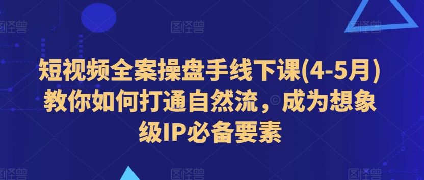 短视频全案操盘手线下课(4-5月)教你如何打通自然流，成为想象级IP必备要素-云库资源