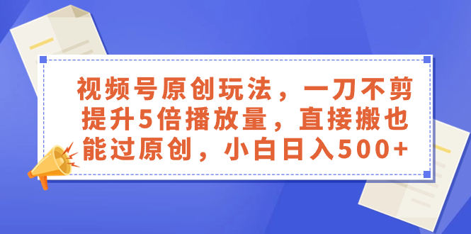 （8286期）视频号原创玩法，一刀不剪提升5倍播放量，直接搬也能过原创，小白日入500+-云库资源